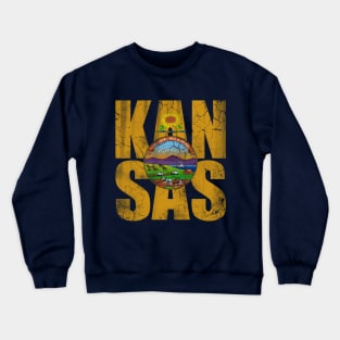 Kansas Flag Stacker Crewneck Sweatshirt